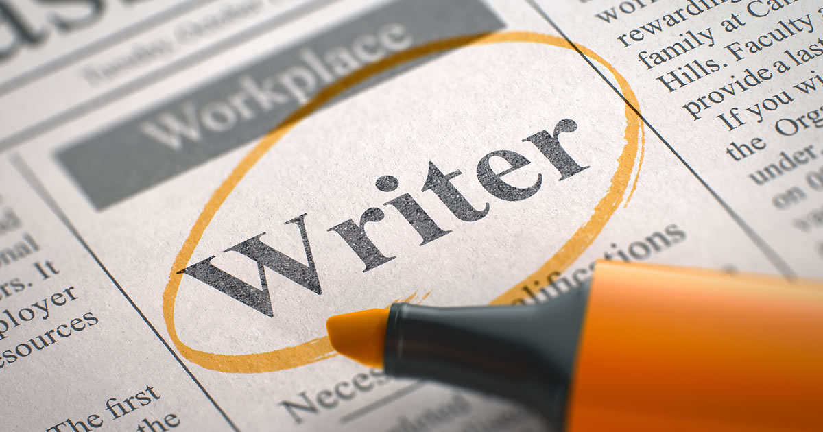 Writer wanted &ndash; vacancy ad in newspaper, circled with orange highlighter