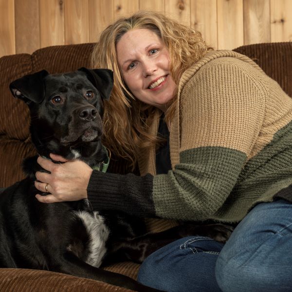 Elizabeth and her dog, Loki
