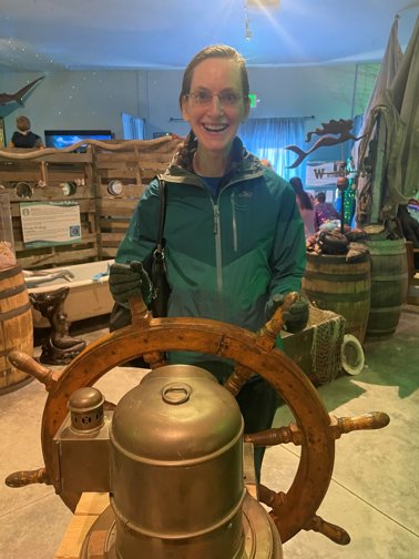 Diane at the International Mermaid Museum
	in Markham, Washington.